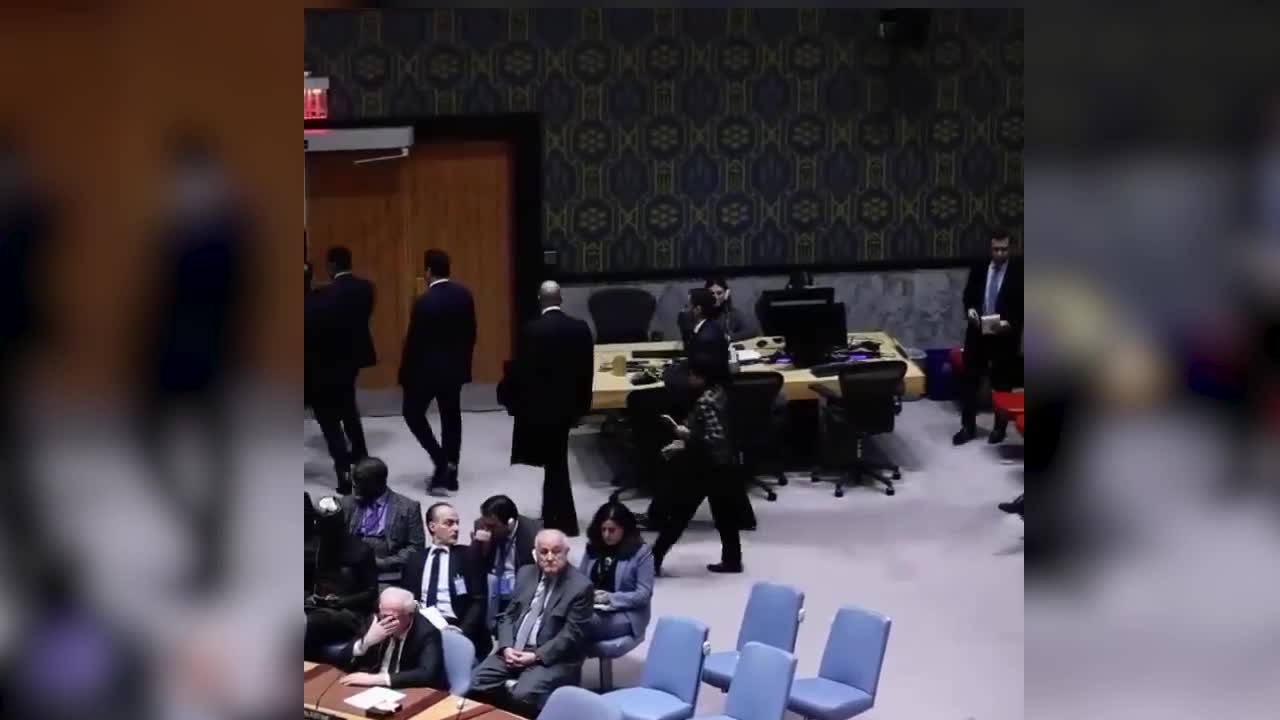 Ambassadors withdraw from the Security Council session on aid shipments to Gaza when the “Israel” representative begins his speech